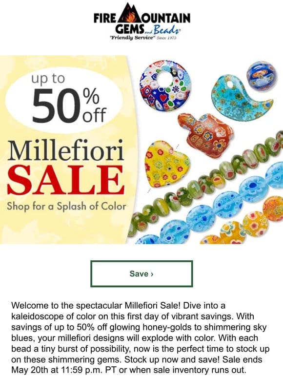 Millefiori BEAD Sale – Dive into a Kaleidoscope of Color Now!