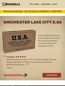 NEW PRICE on Winchester Lake City 5.56!