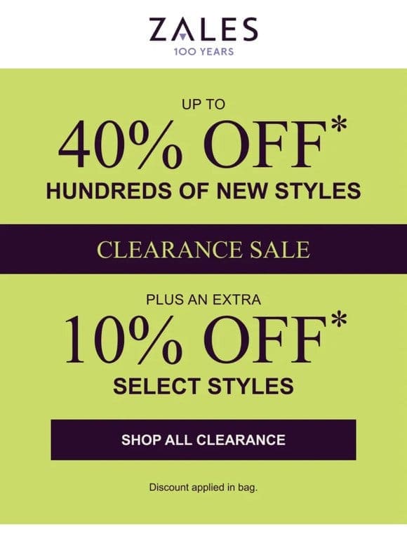 NEW Styles: EXTRA 10% Off* Clearance