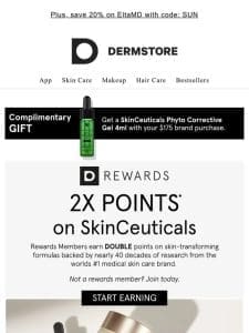 NOW: Earn 2x points on SkinCeuticals (a.k.a. that’s 10% back in rewards)