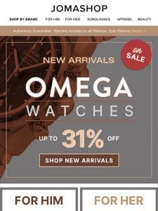 OMEGA WATCHES ? New Arrivals (31% OFF)