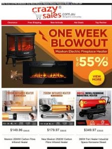 One Week Blowout: ??Maxkon Electric Fireplace Heater Up to 55% Off*