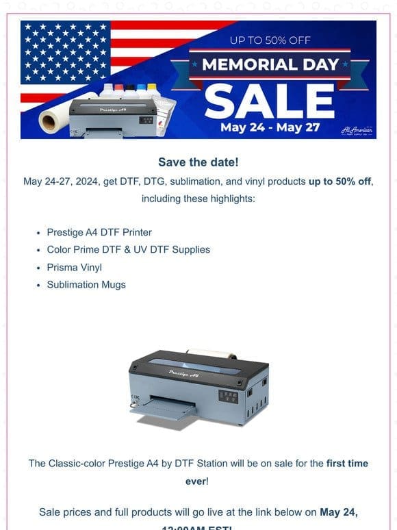 Our Memorial Day Sale is just around the corner! | AA Print Supply Co
