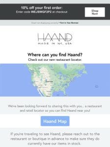 Our new map… where to find Haand!