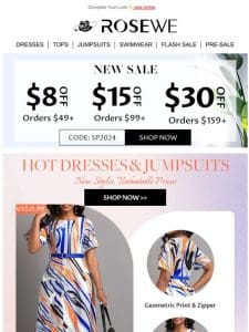 PRICE DROP DRESSES & JUMPSUITS: $25.99!