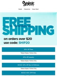 PSA: FREE shipping over $20!
