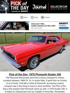 Pick of the Day: 1970 Plymouth Duster 340