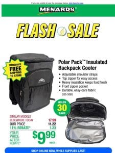 Polar Pack™ Insulated Backpack Cooler ONLY $9.99 After Rebate*!