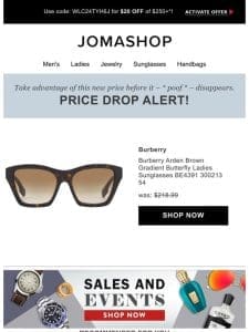 ? Price drop! The Burberry Arden Brown Gradient Butterfly Ladies Sunglasses BE4391 300213 54 is now on sale… ?