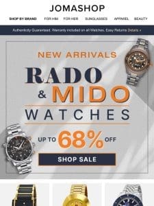 RADO & MIDO WATCHES: New Arrivals (FOR YOU)