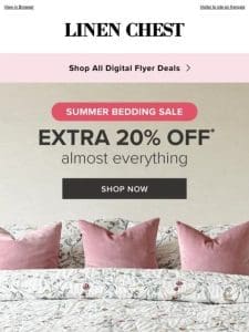 Refresh Your Bedroom? Extra 20% OFF Summer Bedding!