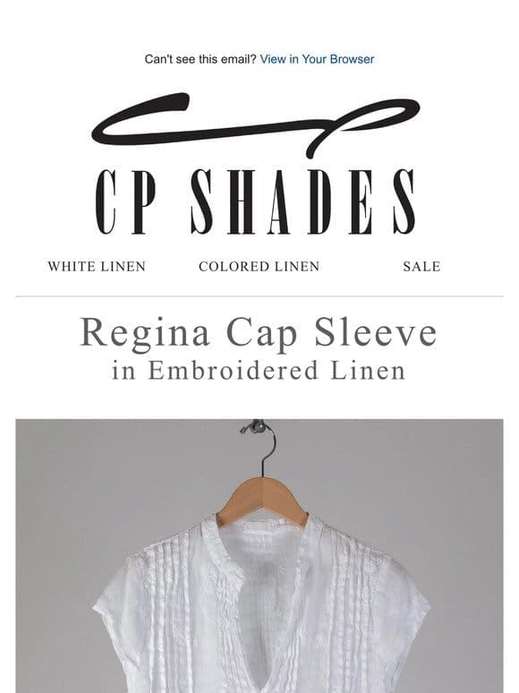 Regina Cap Sleeve in Embroidered Linen