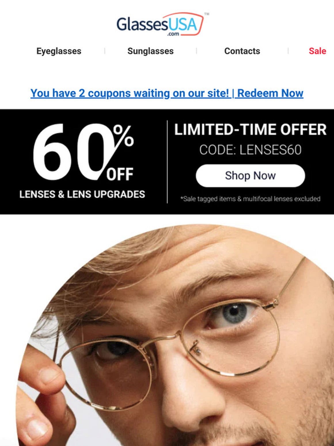 ? Round glasses are ?Get 60% off lenses!