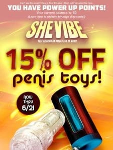 SAVE   15% On All Penis Toys At SheVibe!