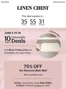 ?SAVE 75% on the Ravenna Bath Mat with code DAILYDEAL!