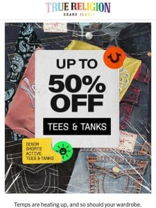 SAVINGS ALERT   50% OFF TEES