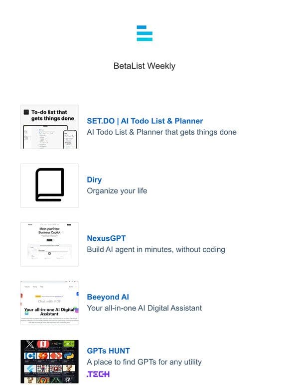SET.DO | AI Todo List & Planner， Diry， GPTs HUNT， NexusGPT， Streav， and more