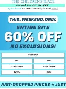 STARTS NOW: 60% OFF ENTIRE SITE (NO EXCLUSIONS)!