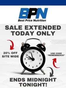 Sale Extended One More Day， 20% OFF Site Wide