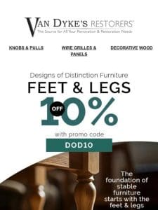 Save 10% on Furniture Feet & Legs