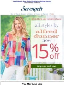 Save 15% ~ It’s Yours ~ Fashion by Alfred Dunner ~ Let’s Go Shopping!