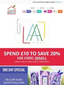 Save 20% when you spend £10 on AALL & Create