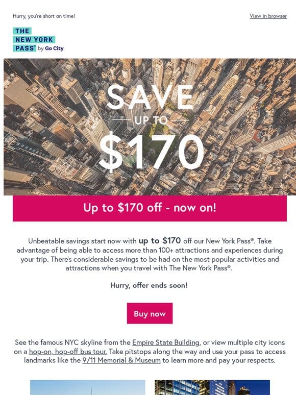 Save up to $170 when exploring on your next trip!