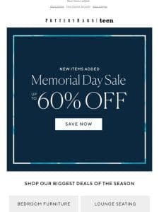 Save up to 60% NOW at the Memorial Day Sale! ?