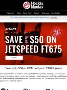 ? Score Big: Save Up to $50 on CCM Jetspeed FT675 Skates! ?