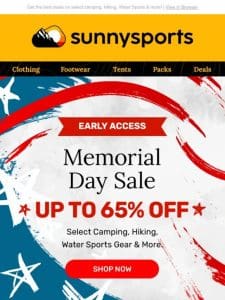 Score Big on Memorial Day: Up to 65% OFF
