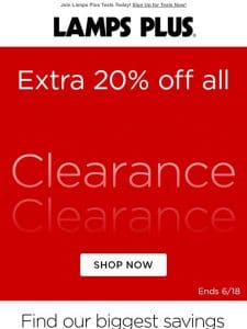 Shop Now! EXTRA 20% Off Clearance