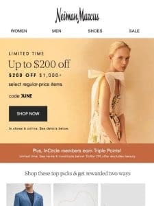 Shop more， save more: $50-$200 off