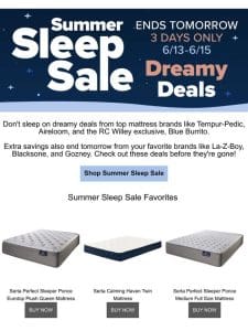 Sleep Sale Ends TOMORROW!