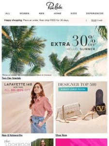 Sneak Peek: Extra 30% Off Summer Specials