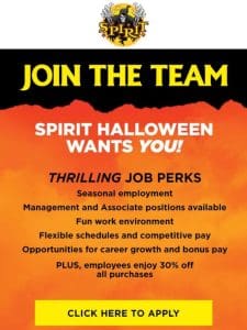 Spirit Halloween is hiring!