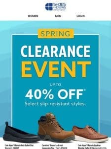 Spring Clearance Ends Today! Save Up to 40% on Select Slip-Resistant Shoes