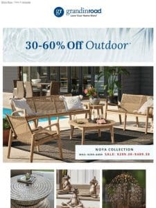 Starts now! 30-60% off ALL Outdoor