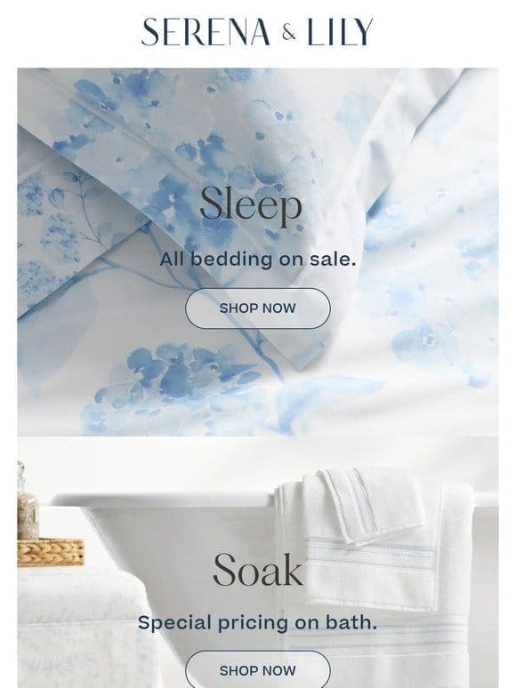 Starts now: Special pricing on bedding and bath.