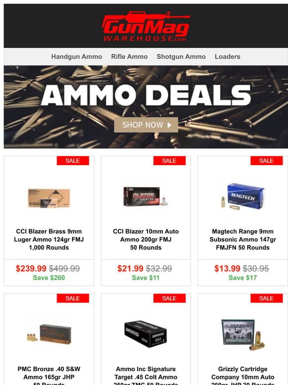 Stay Range Ready With Affordable Handgun Ammo | CCI Blazer Brass 9mm 124gr 1，000rd Case for $240