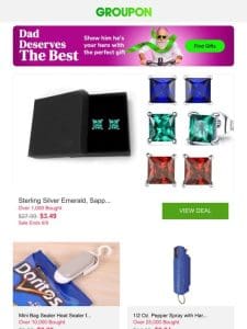 Sterling Silver Emerald， Sapphire， or Ruby Princess Cut Studs – Multiple Options and More