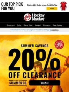 ?? Summer Savings: Get 20% Off Clearance at HockeyMonkey! ??