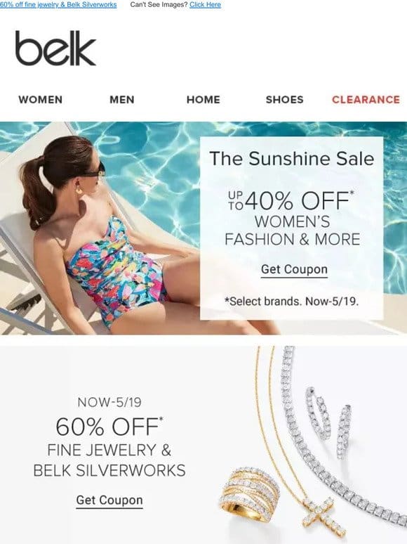 Summer starts now ? Up to 40% off women’s fashion & more