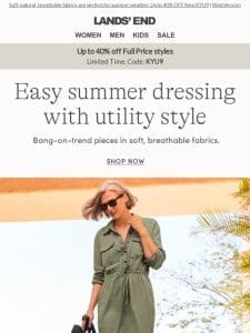 Summer-weight utility style is bang on trend