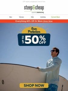 Sun protection up to 50% off