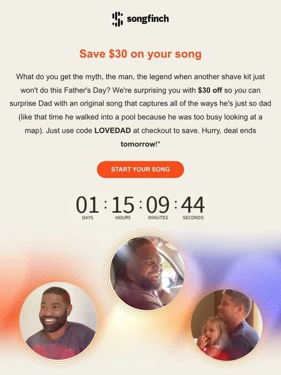 Surprise deal: $30 off your song