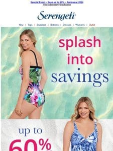 Swimwear， Cover-Ups & More at up to 60% Off ~ Sun & Fun is on the Way ~ Shop Now