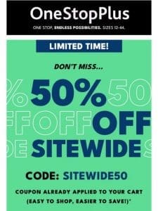 THIS CANNOT WAIT! Half Off SITEWIDE!