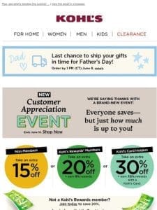 Take 15% off (or even more when you join Kohl’s Rewards!)