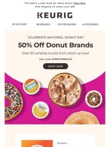 Take 50% off top donut brand coffees