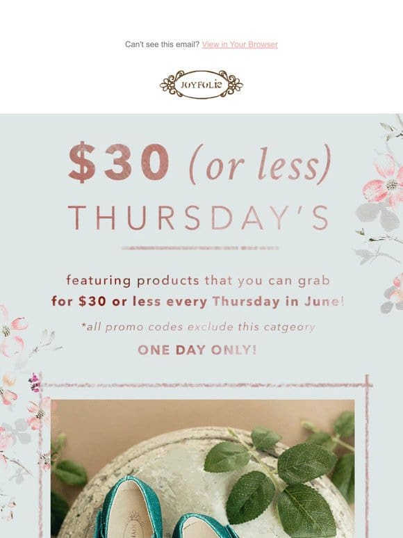 Take an EXTRA 30% OFF $30 Thursday styles!